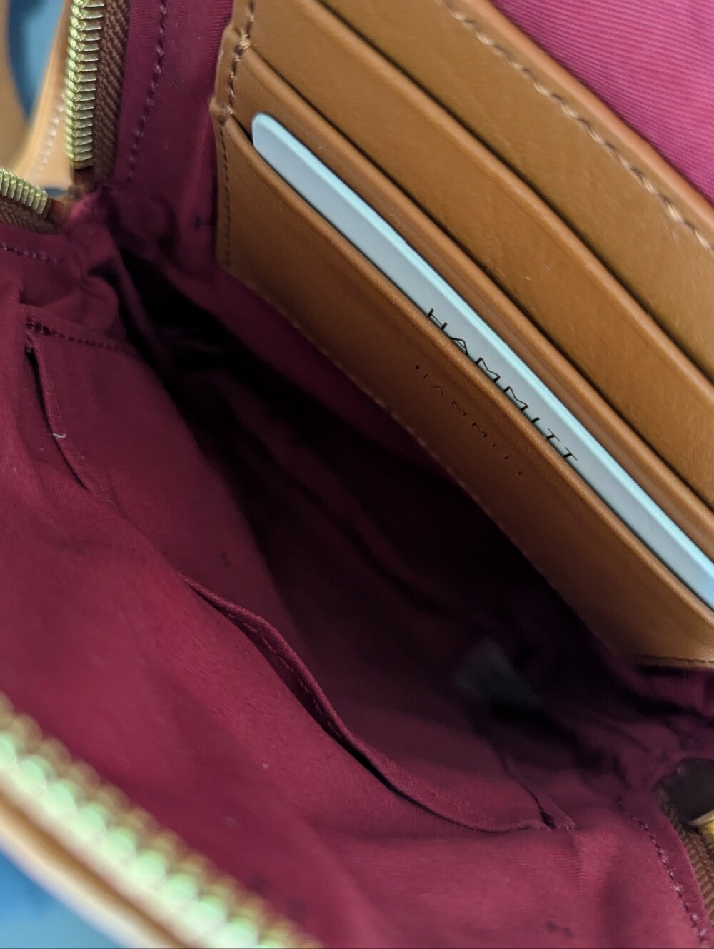 Hammitt Blue Woven Crossbody with Tan Trim - Picture 3 of 3